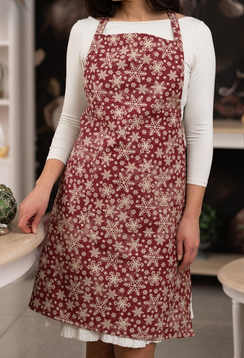 Julförkläde med snöflingmönster