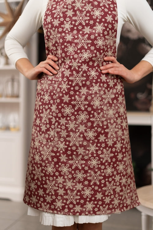 Julförkläde med snöflingmönster