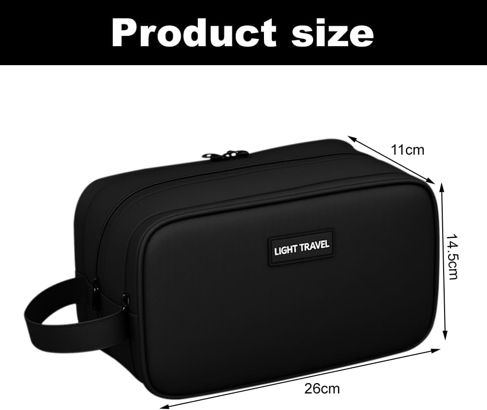 Necessär för Män | Vattentät Toalettväska med 3 Fack | Brun Läder