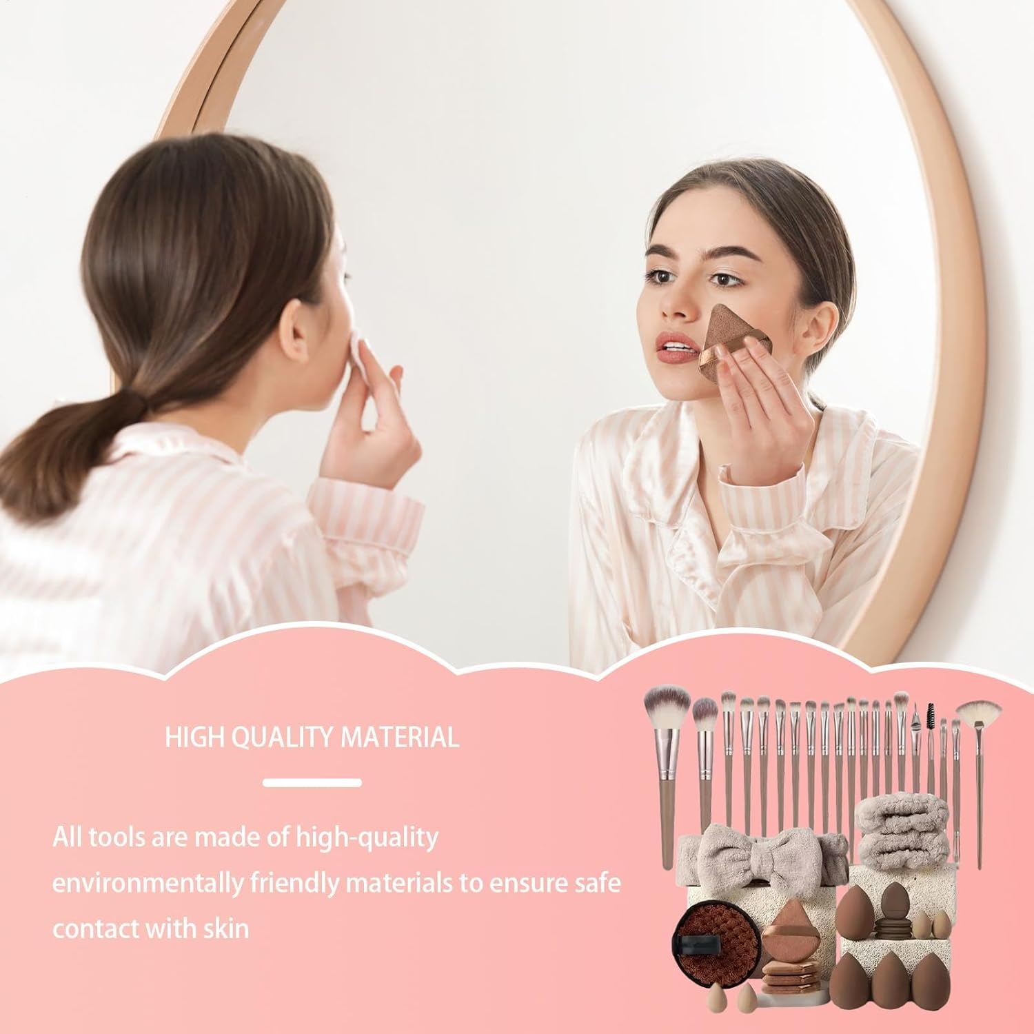 Professionellt Sminkborst-Set - 40 Delar | Makeup Borstar för Kvinnor | Komplett Sminkverktyg för Nybörjare & Proffs