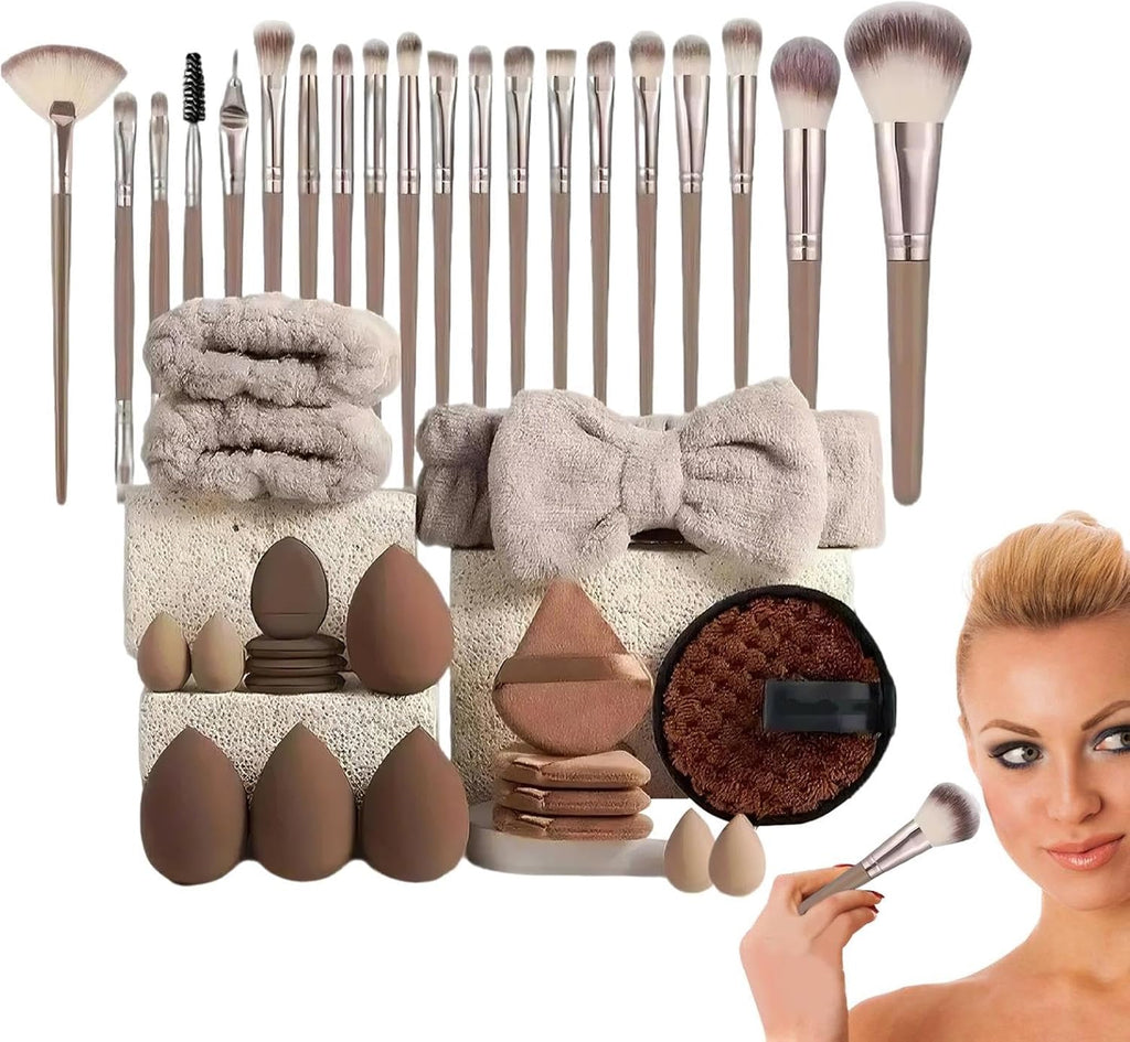 Professionellt Sminkborst-Set - 40 Delar | Makeup Borstar för Kvinnor | Komplett Sminkverktyg för Nybörjare & Proffs