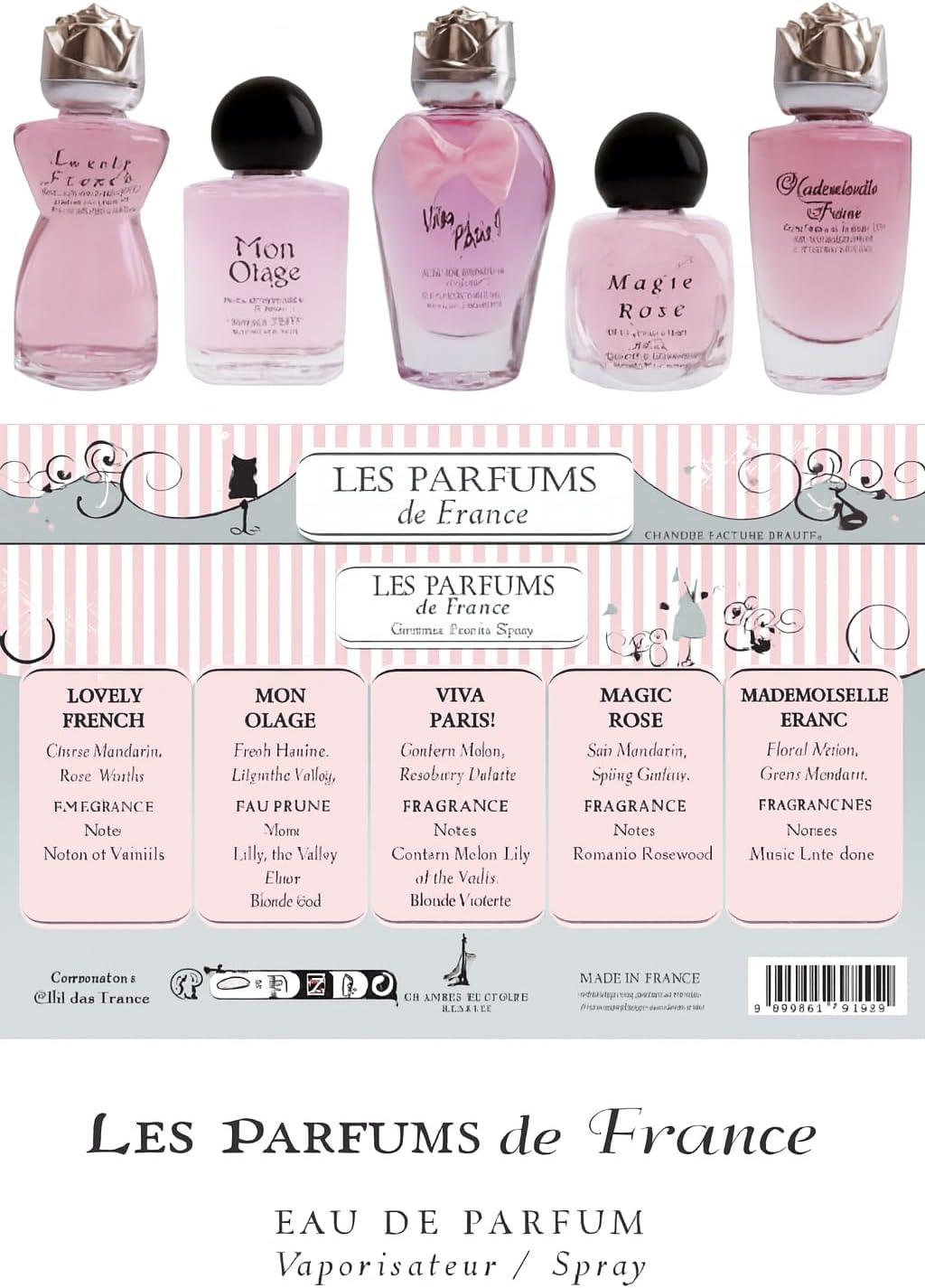 Charrier Parfums Les Parfums de France, Fashion Collection, Set of 5 Eau de Parfums Miniatures, 50 ml