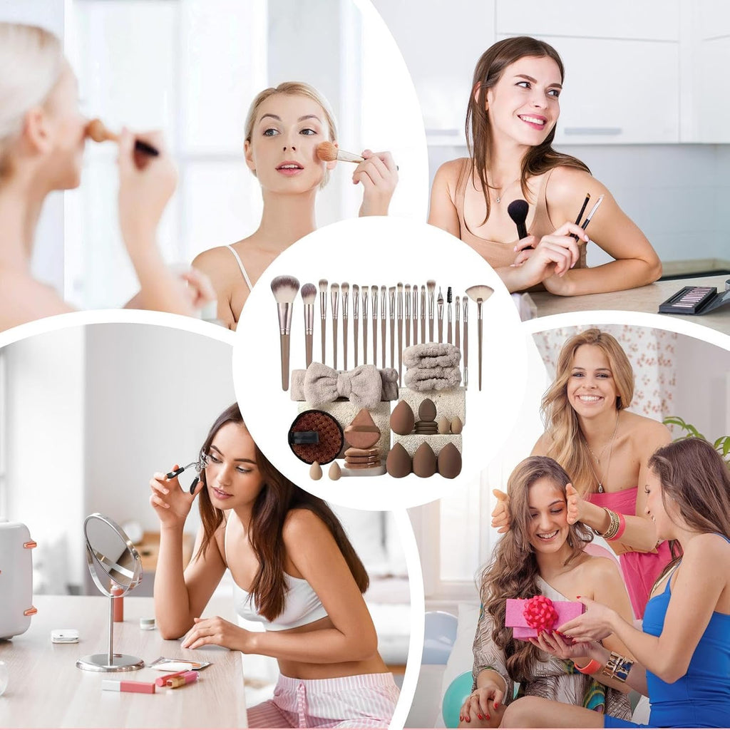 Professionellt Sminkborst-Set - 40 Delar | Makeup Borstar för Kvinnor | Komplett Sminkverktyg för Nybörjare & Proffs