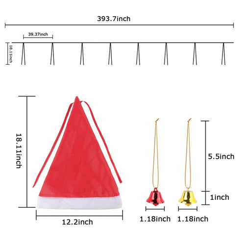 8 st Hängande Lysande Jultomtehattar Ljusslinga