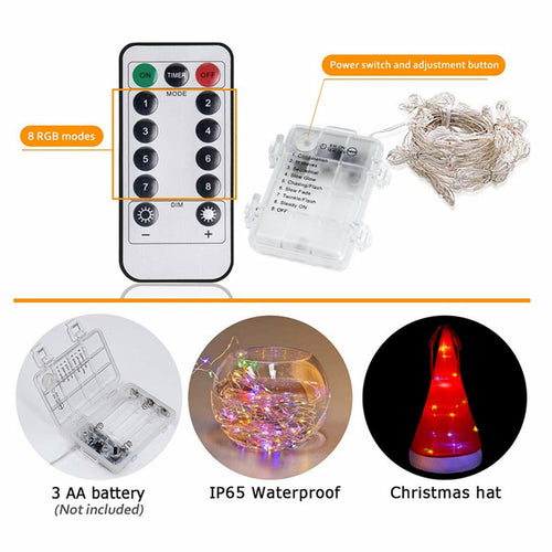 8 st Hängande Lysande Jultomtehattar Ljusslinga