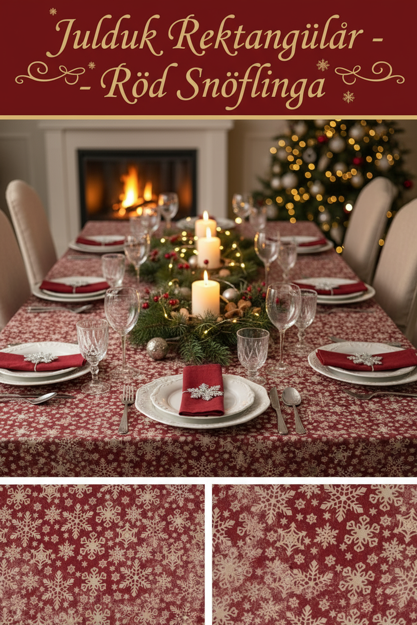 Julduk Rektangulär - Röd Snöflinga Banner