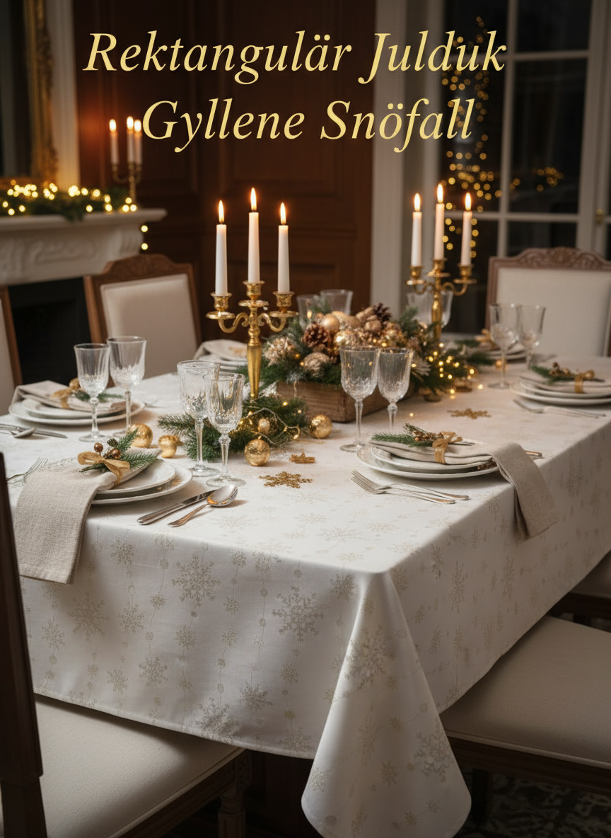 Rektangulär Julduk - Gyllene Snöfall Banner